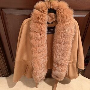 Wolfie Fox Front Cashmere Blend Cape